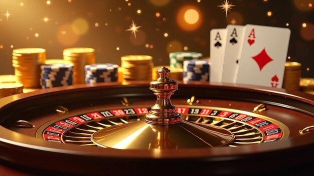Roulette wheel in tournament play Roulette wheel spinning during a saranaslot tournament session